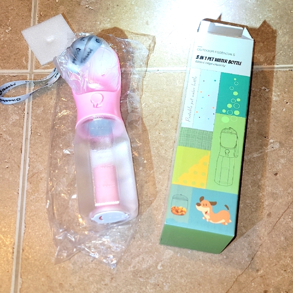 Pink Portable Pet Water Bottle